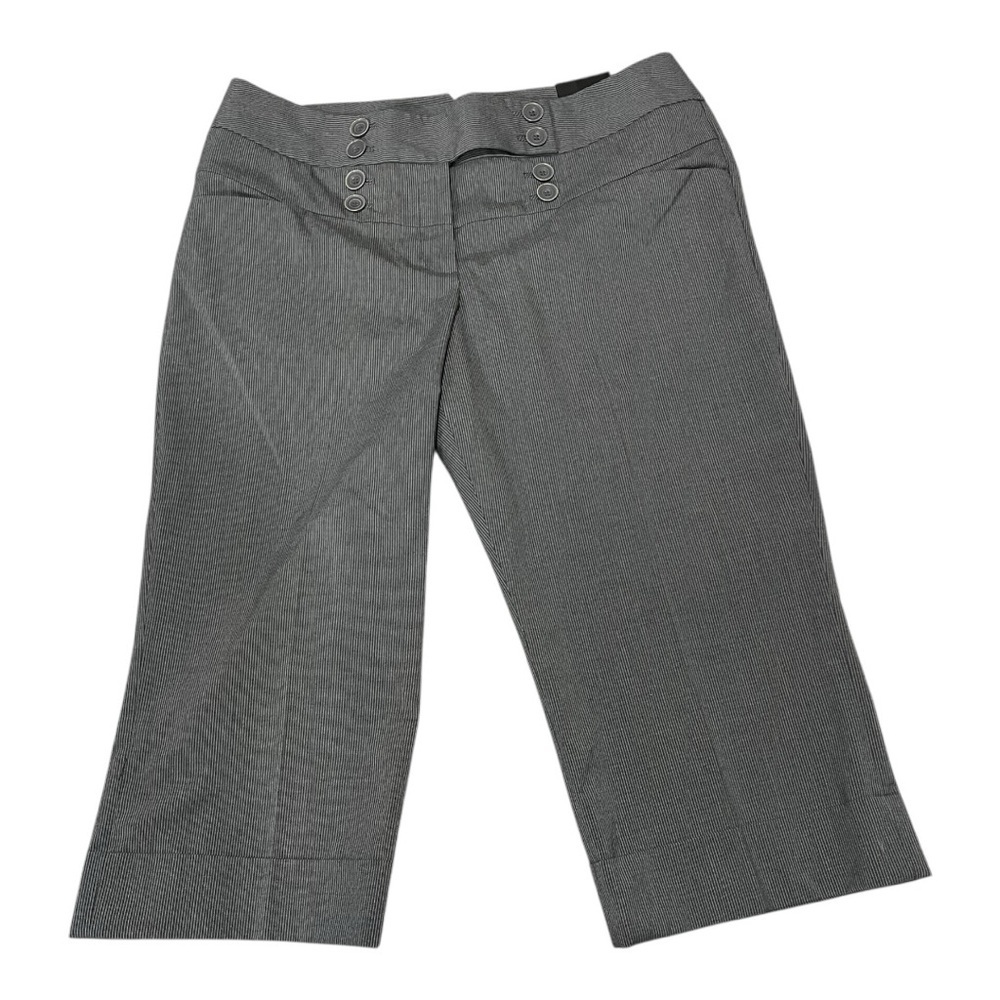 Lane Bryant Cross Hatch Suit Capris Pants White/Gray Pin Stripe Size 18
